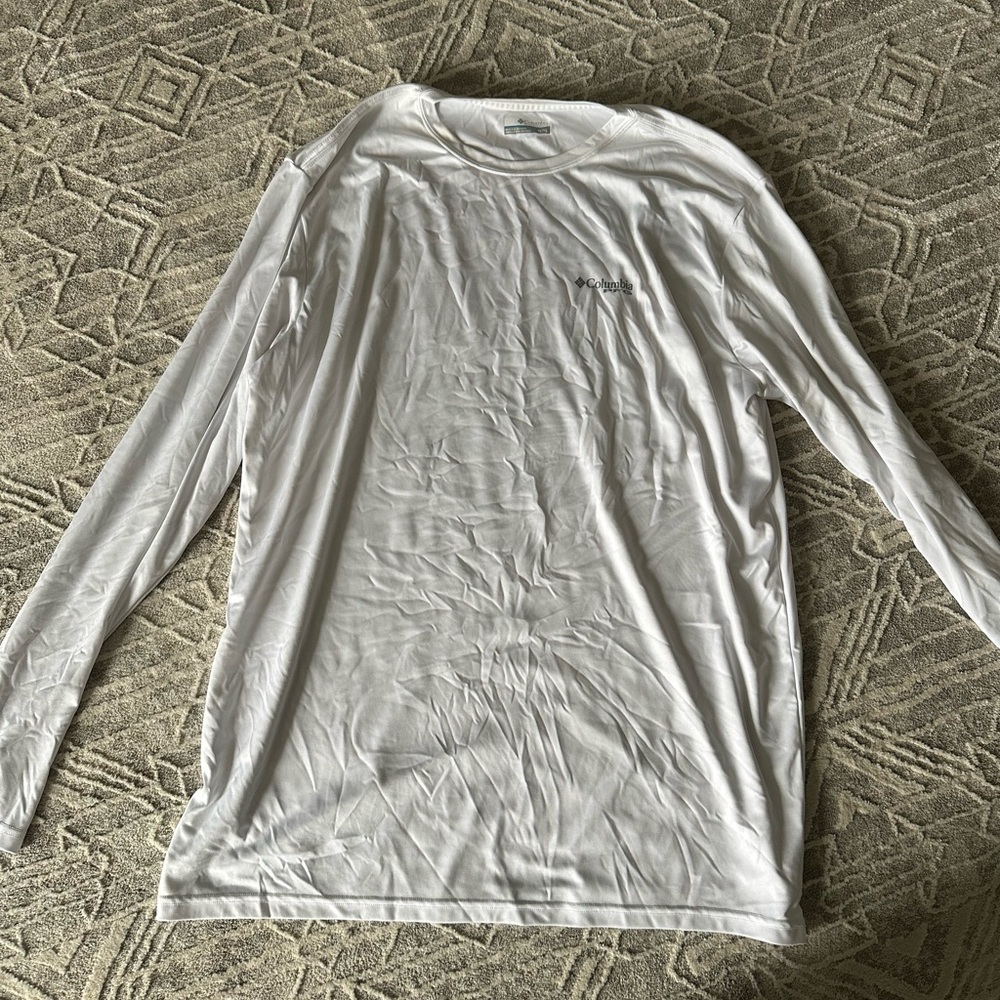 Columbia White Long Sleeve Men's Tee